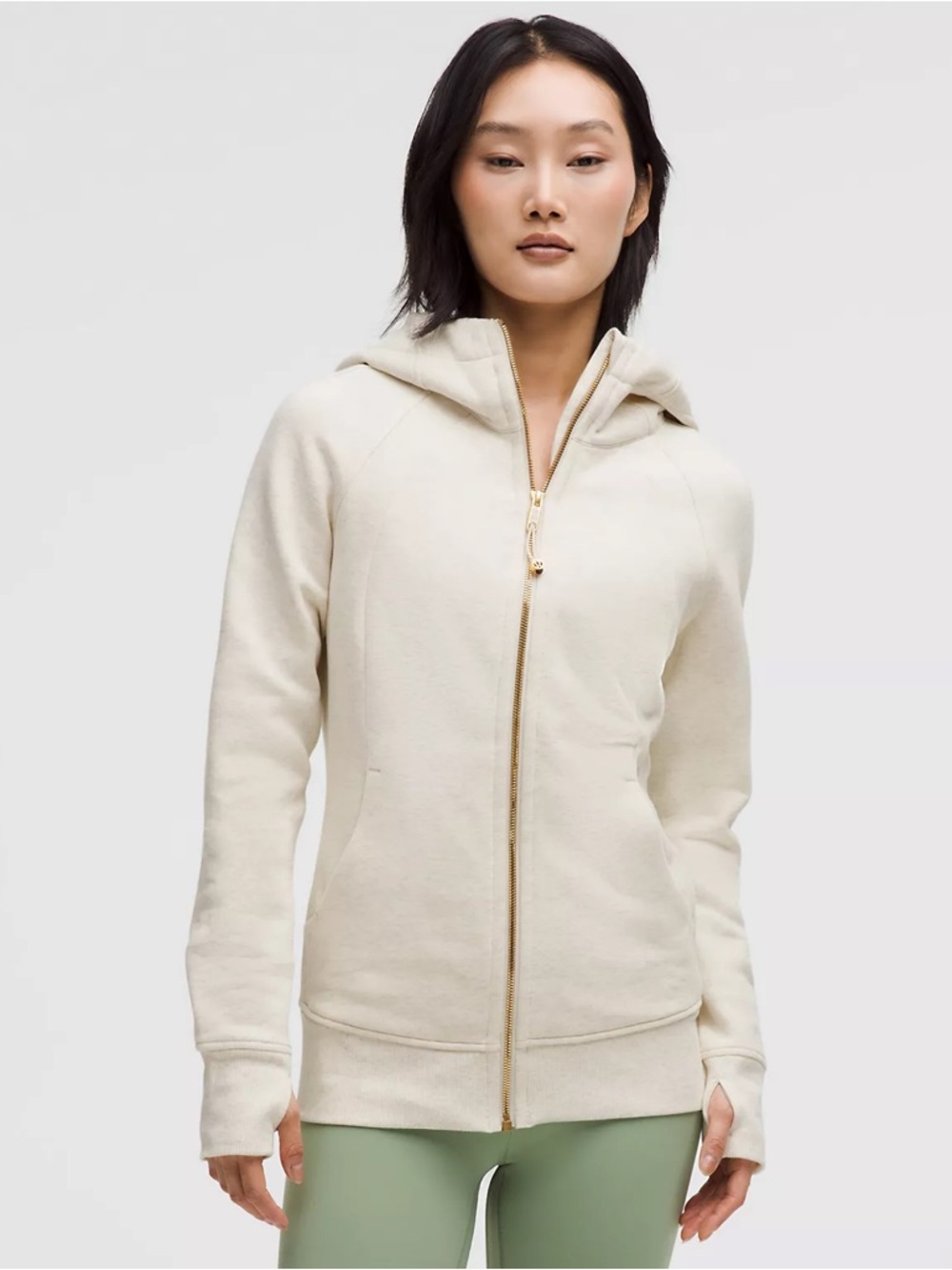 lululemon scuba full zip hoodie jacket in Heathered ivory size 4 pristine